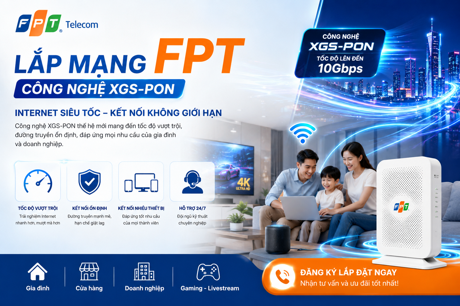 Lắp mạng FPT công nghệ XGS-PON Wifi 7