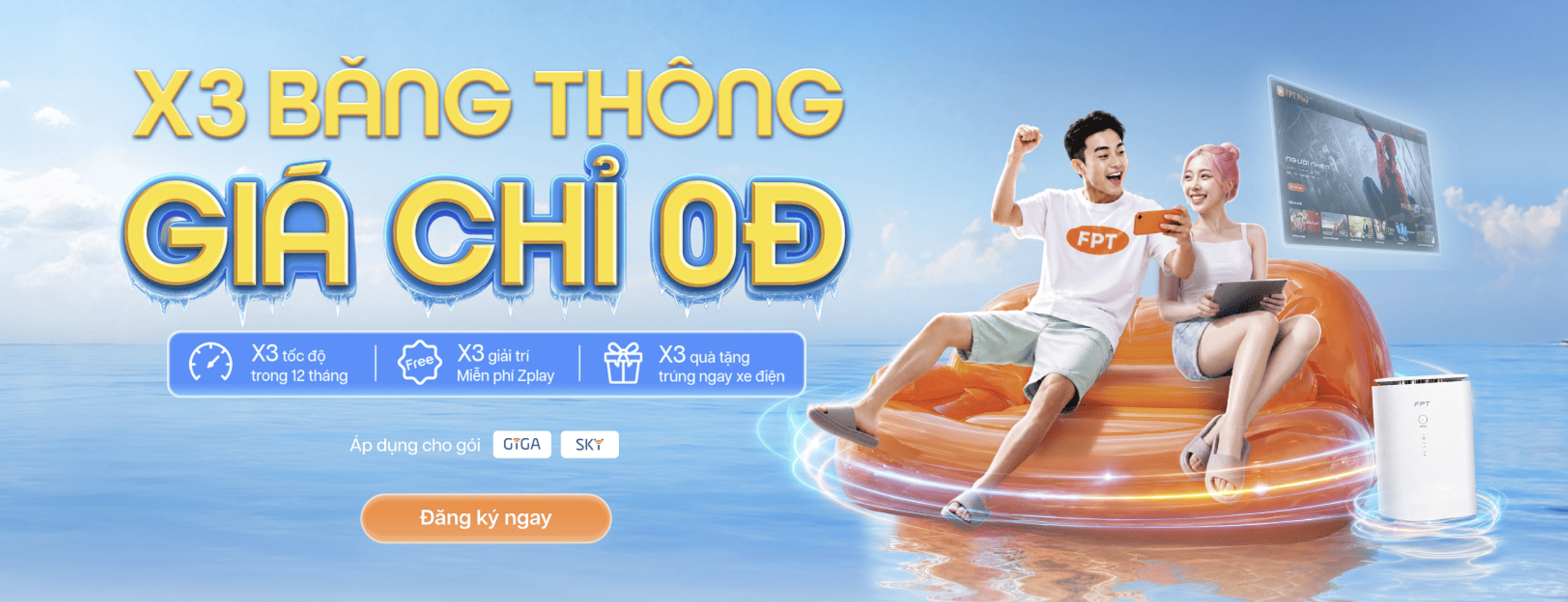 Lắp mạng FPT , X3 băng thông