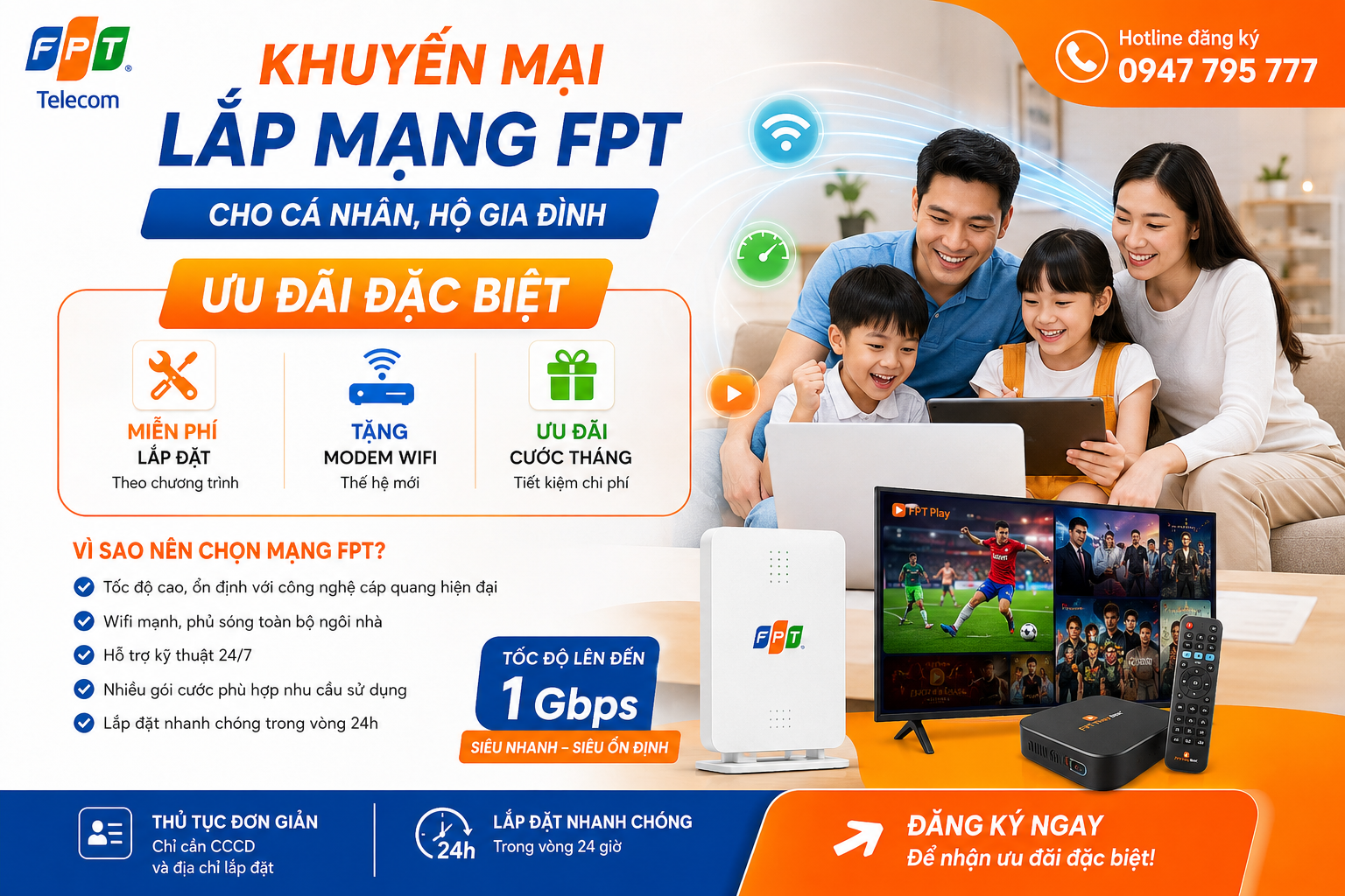 Khuyến mại lắp mạng FPT cho cá nhân , hộ gia đình với ưu đãi đặc biệt